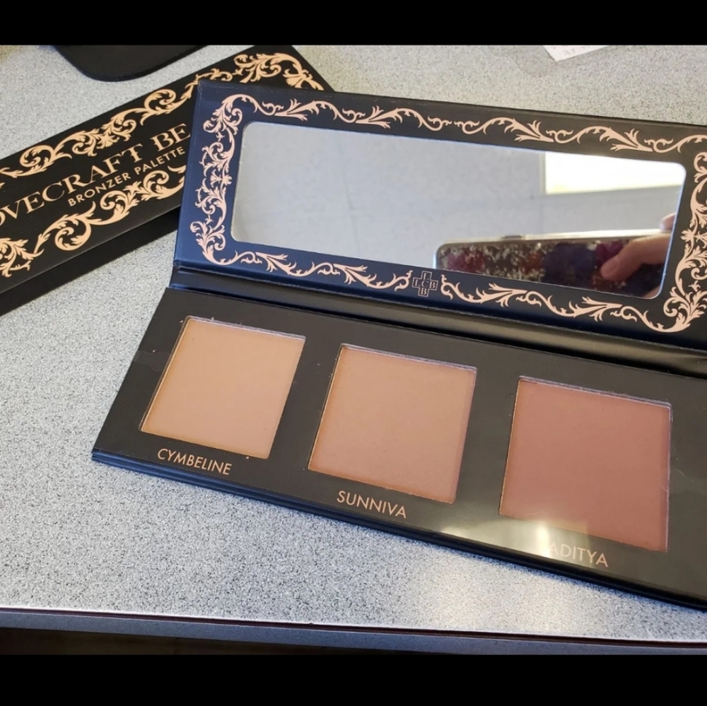 Bronzer and makeup brushes